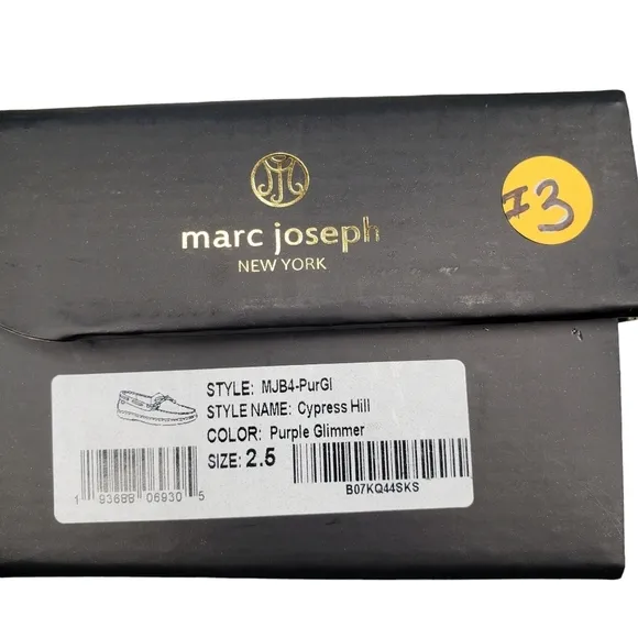 Marc Joseph | NIB Cypress Hill Purple Glimmer Leather Glam Loafers Girl's 2.5