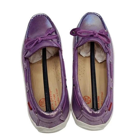 Marc Joseph | NIB Cypress Hill Purple Glimmer Leather Glam Loafers Girl's 2.5