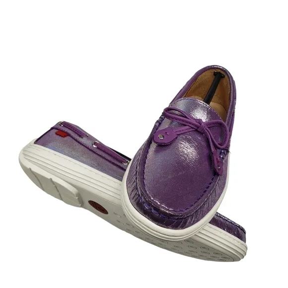 Marc Joseph | NIB Cypress Hill Purple Glimmer Leather Glam Loafers Girl's 2.5