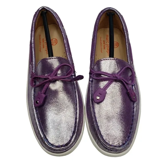 Marc Joseph | NIB Cypress Hill Purple Glimmer Leather Glam Loafers Girl's 2.5