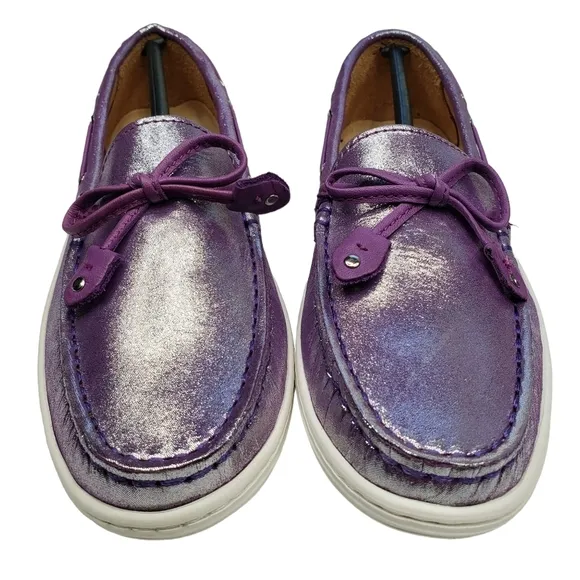 Marc Joseph | NIB Cypress Hill Purple Glimmer Leather Glam Loafers Girl's 2.5