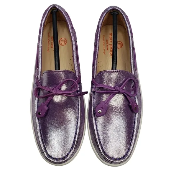 Marc Joseph | NIB Cypress Hill Purple Glimmer Leather Glam Loafers Girl's 2.5
