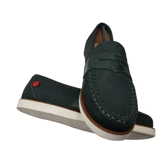 Marc Joseph | NIB Dumbo Emerald Green Preppy Classic Leather Loafers Boy's 12.5