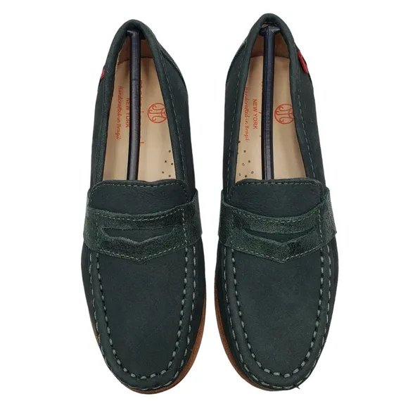 Marc Joseph | NIB Dumbo Emerald Green Preppy Classic Leather Loafers Boy's 12.5