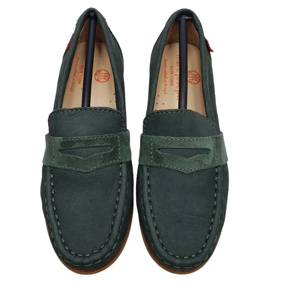 Marc Joseph | NIB Dumbo Emerald Green Preppy Classic Leather Loafers Boy's 12