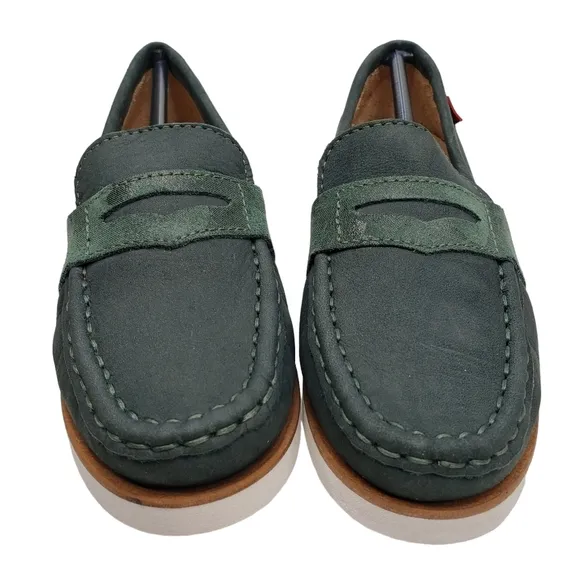 Marc Joseph | NIB Dumbo Emerald Green Preppy Classic Leather Loafers Boy's 12