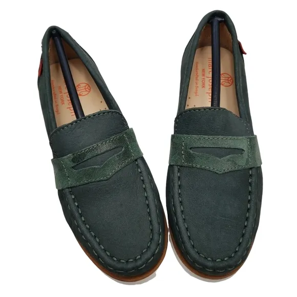 Marc Joseph | NIB Dumbo Emerald Green Preppy Classic Leather Loafers Boy's 12