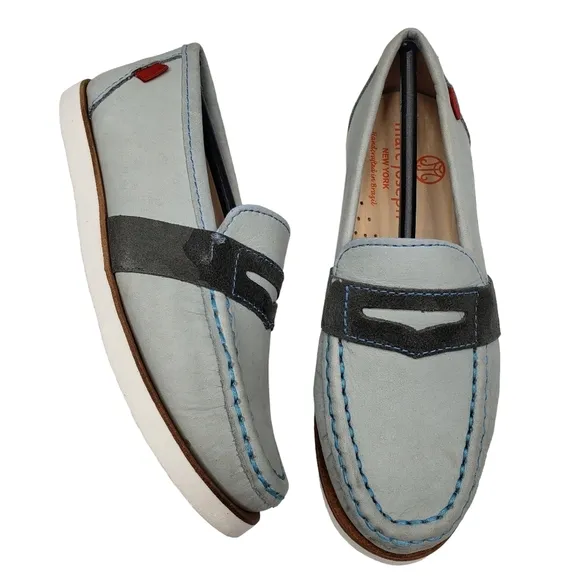 Marc Joseph | NIB Dumbo Light Grey Nobuck Classic Preppy Leather Loafers 11.5