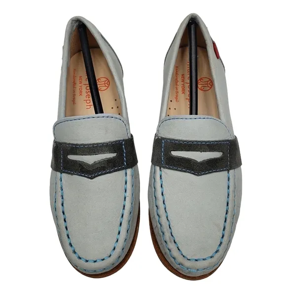 Marc Joseph | NIB Dumbo Light Grey Nobuck Classic Preppy Leather Loafers 11.5