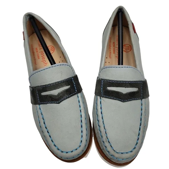 Marc Joseph | NIB Dumbo Light Grey Nobuck Classic Preppy Leather Loafers 11.5