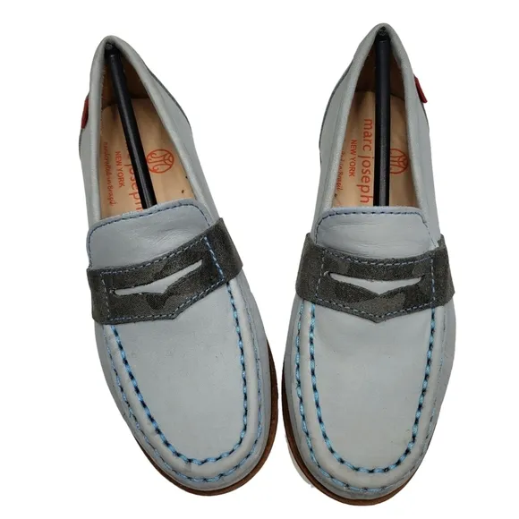 Marc Joseph | NIB Dumbo Light Grey Nobuck Classic Preppy Leather Loafers Boy 11