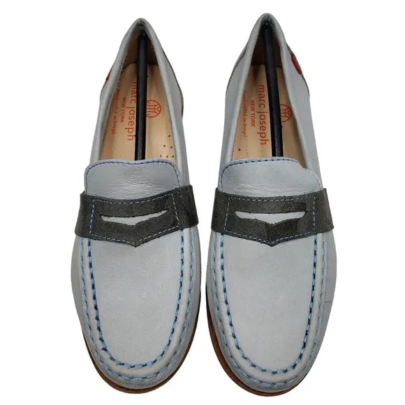 Marc Joseph | NIB Dumbo Light Grey Nobuck Classic Preppy Leather Loafers Boy's 1