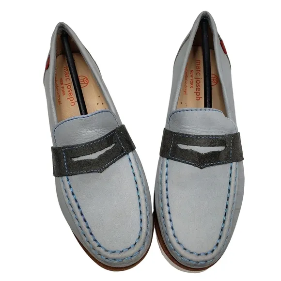 Marc Joseph | NIB Dumbo Light Grey Nobuck Classic Preppy Leather Loafers Boy's 1