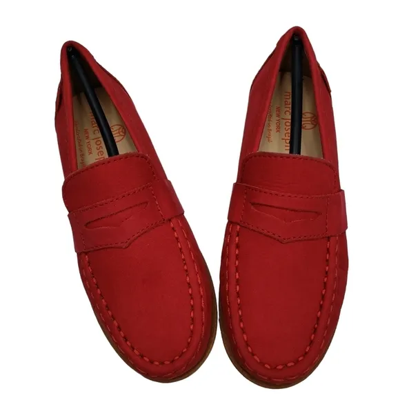 Marc Joseph | NIB Dumbo Red Nobuck Classic Preppy Leather Loafers Boy's 12