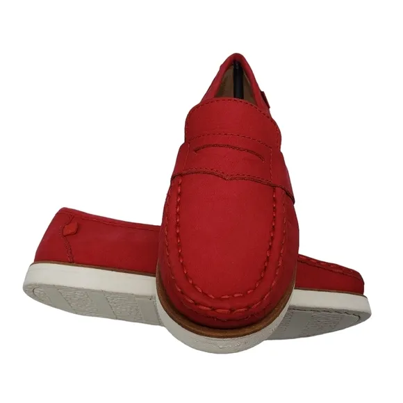 Marc Joseph | NIB Dumbo Red Nobuck Classic Preppy Leather Loafers Boy's 12