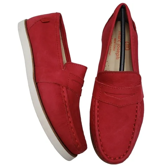 Marc Joseph | NIB Dumbo Red Nobuck Classic Preppy Leather Loafers Boy's 1