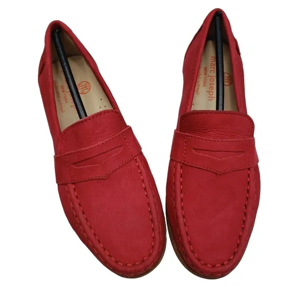 Marc Joseph | NIB Dumbo Red Nobuck Classic Preppy Leather Loafers Boy's 1