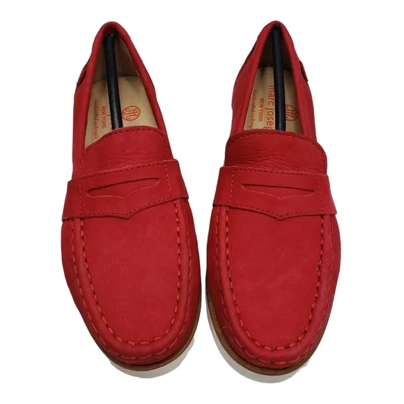 Marc Joseph | NIB Dumbo Red Nobuck Classic Preppy Leather Loafers Boy's 1