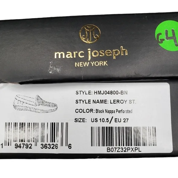 Marc Joseph | NIB Leroy St Black Napa Perforated Leather Loafers Boy's 10.5