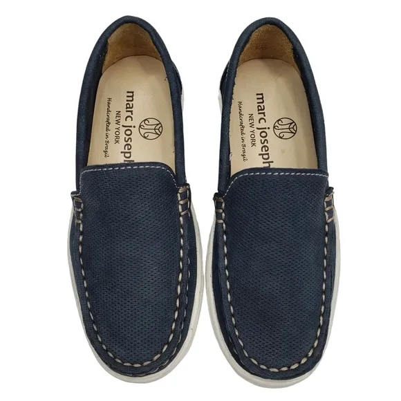Marc Joseph | NIB Leroy St Blue Jeans Perforated Leather Loafers Boy's 10.5