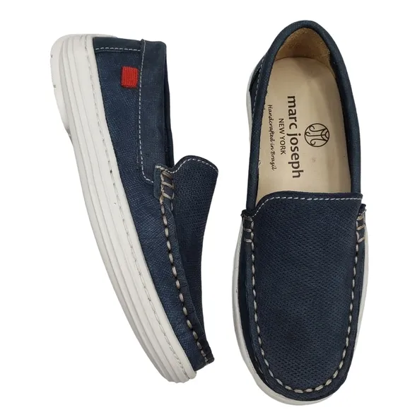 Marc Joseph | NIB Leroy St Blue Jeans Perforated Leather Loafers Boy's 10.5
