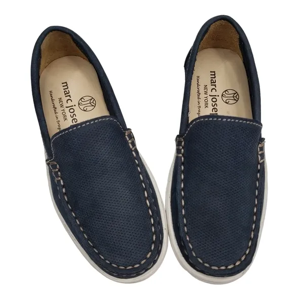 Marc Joseph | NIB Leroy St Blue Jeans Perforated Leather Loafers Boy's 10.5