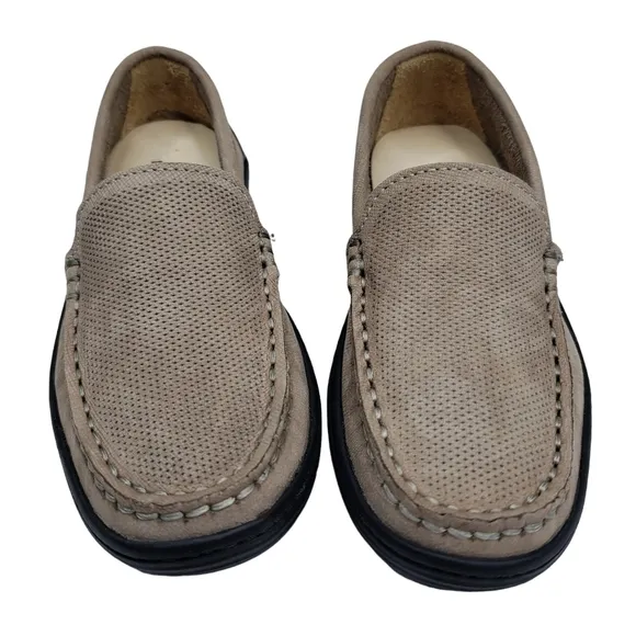 Marc Joseph | NIB Leroy St Light Grey Jeans Perforated Leather Loafers Boy 10.5