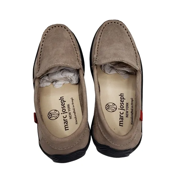 Marc Joseph | NIB Leroy St Light Grey Jeans Perforated Leather Loafers Boy 10.5