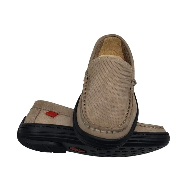 Marc Joseph | NIB Leroy St Light Grey Jeans Perforated Leather Loafers Boy 10.5