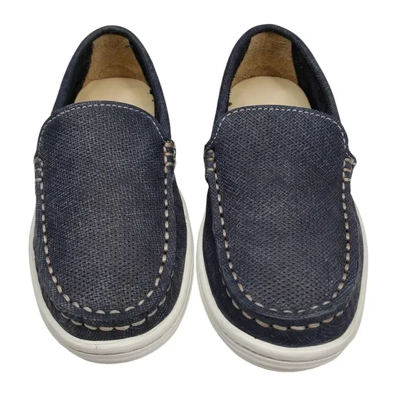Marc Joseph | NIB Leroy St Navy Jeans Perforated Leather Loafers Boy's 10.5