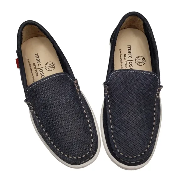 Marc Joseph | NIB Leroy St Navy Jeans Perforated Leather Loafers Boy's 10.5