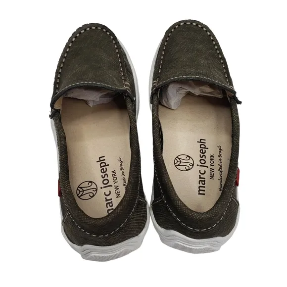Marc Joseph | NIB Leroy St Olive Jeans Perforated Leather Loafers Boy's 10.5