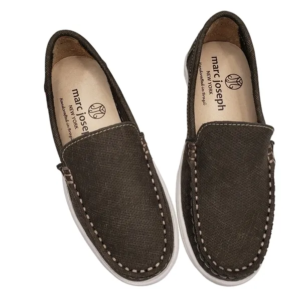 Marc Joseph | NIB Leroy St Olive Jeans Perforated Leather Loafers Boy's 10.5