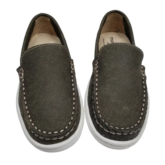 Marc Joseph | NIB Leroy St Olive Jeans Perforated Leather Loafers Boy's 10.5