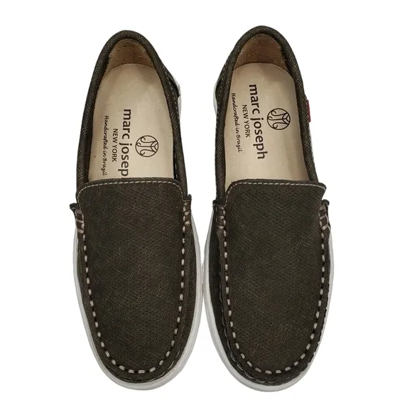 Marc Joseph | NIB Leroy St Olive Jeans Perforated Leather Loafers Boy's 10.5