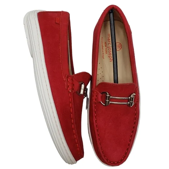 Marc Joseph | NIB Lexington Red Nobuck Preppy Classic Leather Loafers Girl's 2.5