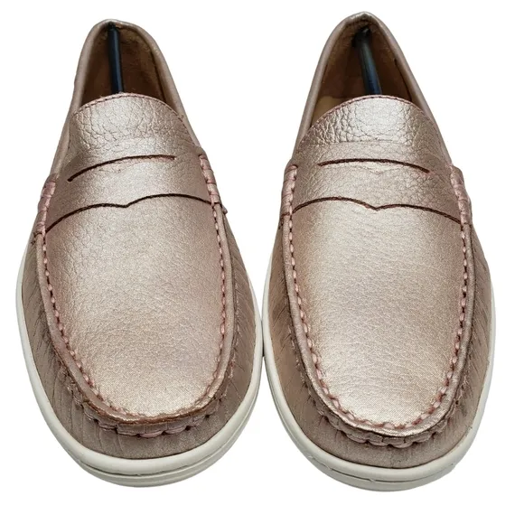 Marc Joseph | NIB Union St Rose Grainy Glimmer Leather Glam Loafers Girl's 5.5