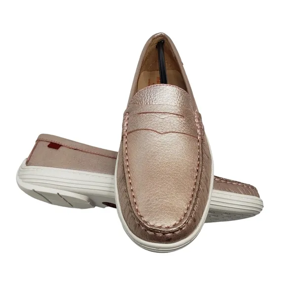 Marc Joseph | NIB Union St Rose Grainy Glimmer Leather Glam Loafers Girl's 5.5