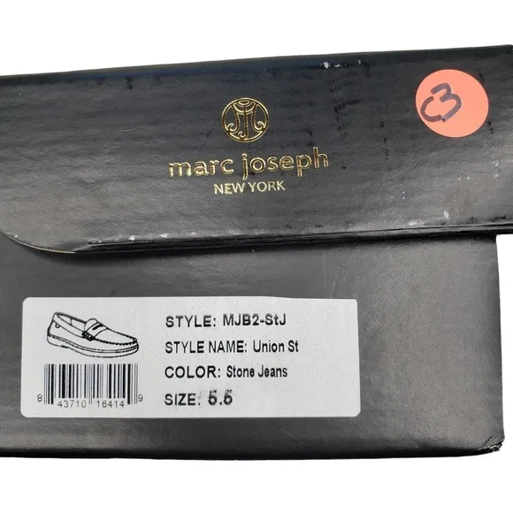 Marc Joseph | NIB Union St Stone Jeans Leather Classic Chic Loafers Girl's 5.5