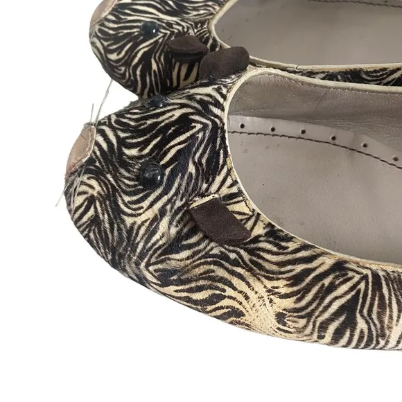 Marc Marc jacobs mouse ballet flats iconic zebra calf hair print 41 11
