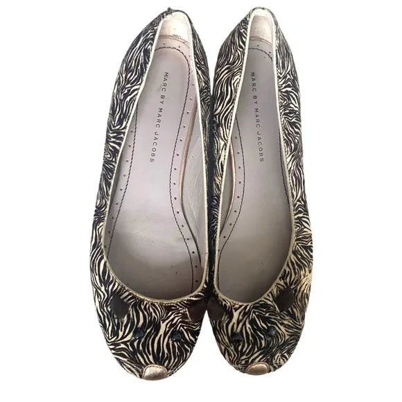 Marc Marc jacobs mouse ballet flats iconic zebra calf hair print 41 11