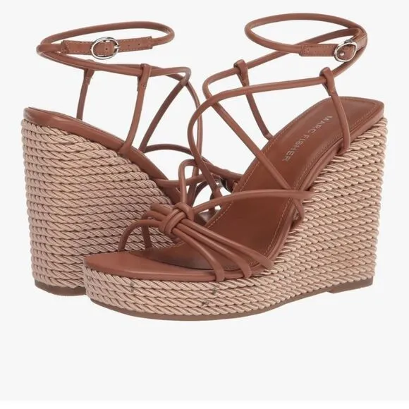 Marc Fisher Tan Women's Platform Sandals Size 8.5 Shoes Espadrilles Strappy Wedg