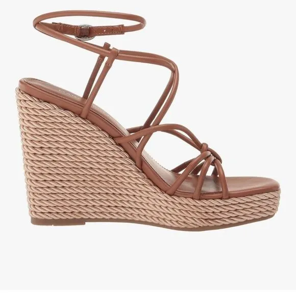 Marc Fisher Tan Women's Platform Sandals Size 8.5 Shoes Espadrilles Strappy Wedg