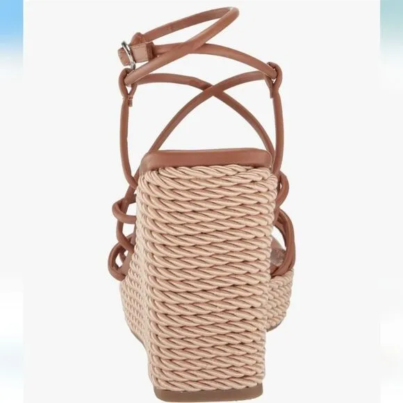 Marc Fisher Tan Women's Platform Sandals Size 8.5 Shoes Espadrilles Strappy Wedg
