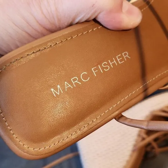 Marc Fisher Tan Women's Platform Sandals Size 8.5 Shoes Espadrilles Strappy Wedg