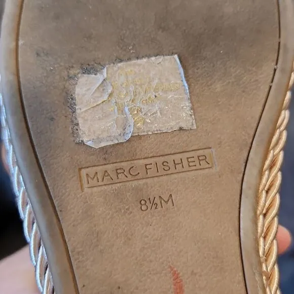 Marc Fisher Tan Women's Platform Sandals Size 8.5 Shoes Espadrilles Strappy Wedg