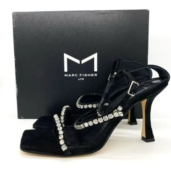 Marc Fisher Women's Dezzi Embellished Strappy High Heel Sandals Size 8 New