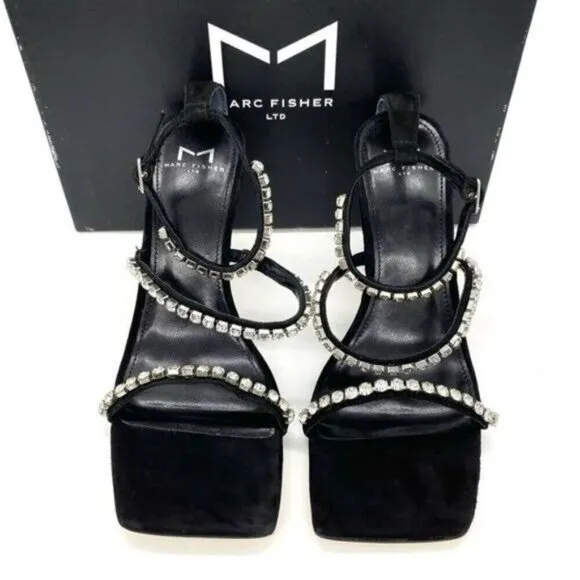Marc Fisher Women's Dezzi Embellished Strappy High Heel Sandals Size 8 New