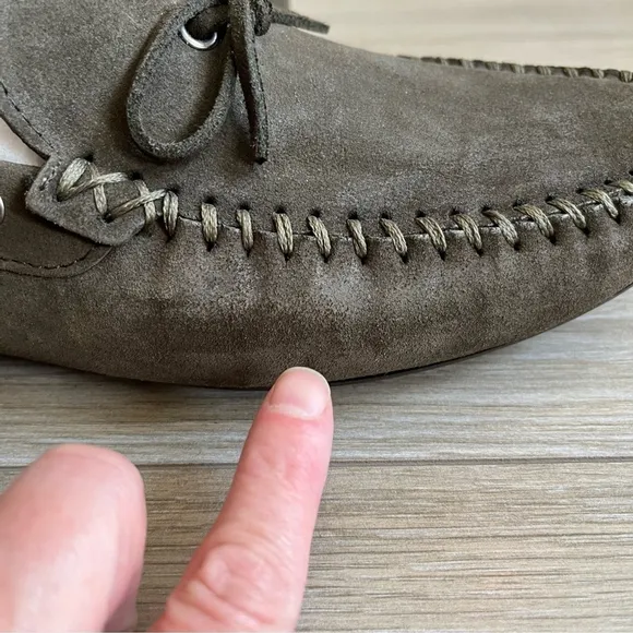 MASSIMO DUTTI Suede Loafer in Olive Green, Men's Size EU 41 = US 8