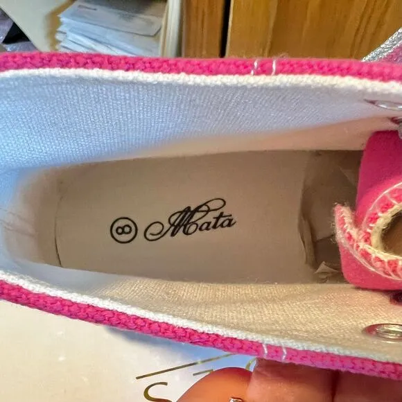 Mata‎ Sz 8 pink studded high top sneakers NIB
